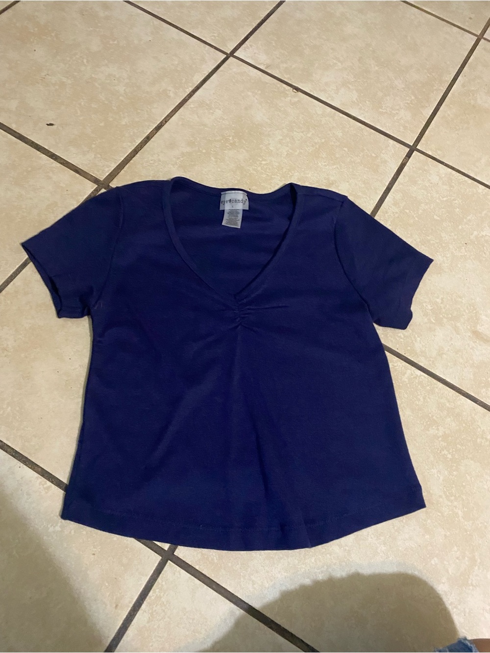 eye candy Navy Blue V-Neck Short Sleeve Tee